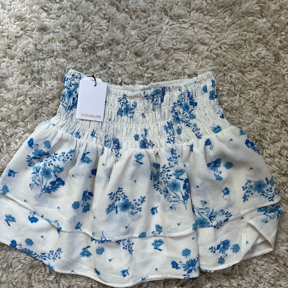 Sugarlips Blue and White Bubble Mini Skirt